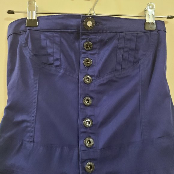New without Tags FOXY JEANS Navy Blue Nautical Style Strapless Mini Dress - Picture 2 of 5
